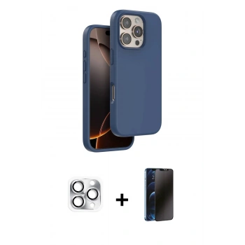 MARSİLYAN™- iPhone 16 Pro Max Kılıf Kıvılcım Çizgi Serisi - Siyah 3D Antistatik Hayalet Cam Ekran Koruyucu + Pers Alüminyum Kamera Lens - GS