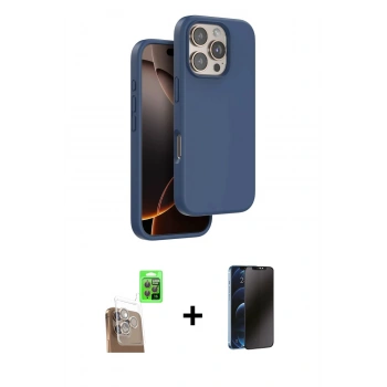 MARSİLYAN™- iPhone 16 Pro Max Kılıf Kıvılcım Çizgi Serisi - Siyah 3D Antistatik Hayalet Cam Ekran Koruyucu + Raze Metal Kamera Lens - CLTM
