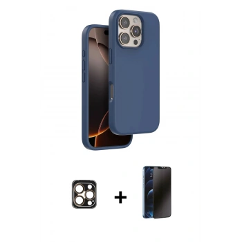MARSİLYAN™- iPhone 16 Pro Max Kılıf Kıvılcım Çizgi Serisi - Siyah 3D Antistatik Hayalet Cam Ekran Koruyucu + PVD Metal Kamera Lens - GD