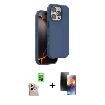 MARSİLYAN™- iPhone 16 Pro Max Kılıf Kıvılcım Çizgi Serisi - Siyah 3D Antistatik Mat Seramik Nano Ekran Koruyucu + Raze Metal Kamera Lens - NLGY