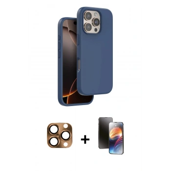 MARSİLYAN™- iPhone 16 Pro Max Kılıf Kıvılcım Çizgi Serisi - Siyah 3D Antistatik Mat Seramik Nano Ekran Koruyucu + Pers Alüminyum Kamera Lens - CLTM
