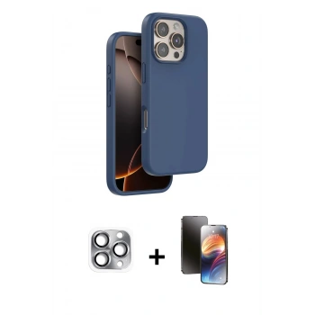 MARSİLYAN™- iPhone 16 Pro Max Kılıf Kıvılcım Çizgi Serisi - Siyah 3D Antistatik Mat Seramik Nano Ekran Koruyucu + Pers Alüminyum Kamera Lens - GI