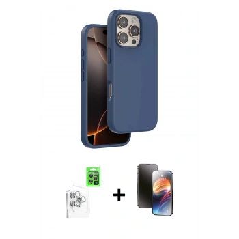 MARSİLYAN™- iPhone 16 Pro Max Kılıf Kıvılcım Çizgi Serisi - Siyah 3D Antistatik Mat Seramik Nano Ekran Koruyucu + Raze Metal Kamera Lens - BZ