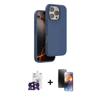 MARSİLYAN™- iPhone 16 Pro Max Kılıf Kıvılcım Çizgi Serisi - Siyah 3D Antistatik Mat Seramik Nano Ekran Koruyucu + Bilvis Titan Kamera Lens - SH