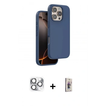 MARSİLYAN™- iPhone 16 Pro Max Kılıf Kıvılcım Çizgi Serisi - Siyah Bilvis 3D Cam Ekran Koruyucu + Pers Alüminyum Kamera Lens - GS