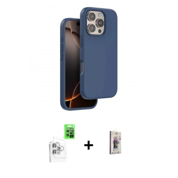 MARSİLYAN™- iPhone 16 Pro Max Kılıf Kıvılcım Çizgi Serisi - Siyah Bilvis 3D Cam Ekran Koruyucu + Raze Metal Kamera Lens - BZ