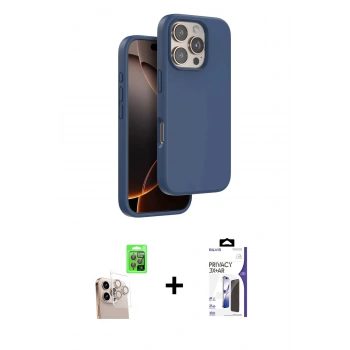 MARSİLYAN™- iPhone 16 Pro Max Kılıf Kıvılcım Çizgi Serisi - Siyah Bilvis 3X AR Hayalet Cam Ekran Koruyucu + Raze Metal Kamera Lens - NLGY