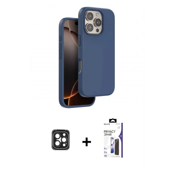 MARSİLYAN™- iPhone 16 Pro Max Kılıf Kıvılcım Çizgi Serisi - Siyah Bilvis 3X AR Hayalet Cam Ekran Koruyucu + PVD Metal Kamera Lens - SH