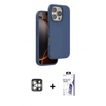 MARSİLYAN™- iPhone 16 Pro Max Kılıf Kıvılcım Çizgi Serisi - Siyah Bilvis 3X AR HD Cam Ekran Koruyucu + PVD Metal Kamera Lens - GS