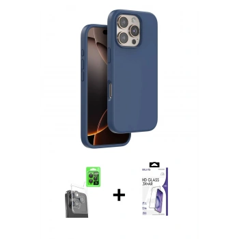 MARSİLYAN™- iPhone 16 Pro Max Kılıf Kıvılcım Çizgi Serisi - Siyah Bilvis 3X AR HD Cam Ekran Koruyucu + Raze Metal Kamera Lens - SH