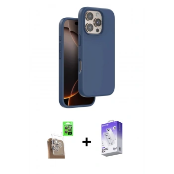 MARSİLYAN™- iPhone 16 Pro Max Kılıf Kıvılcım Çizgi Serisi - Siyah Bilvis 5in1 3D Magic Cam Ekran Koruyucu + Raze Metal Kamera Lens - CLTM