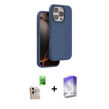 MARSİLYAN™- iPhone 16 Pro Max Kılıf Kıvılcım Çizgi Serisi - Siyah Bilvis 5in1 3D Magic Cam Ekran Koruyucu + Raze Metal Kamera Lens - NLGY