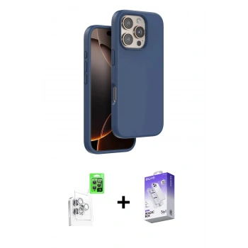 MARSİLYAN™- iPhone 16 Pro Max Kılıf Kıvılcım Çizgi Serisi - Siyah Bilvis 5in1 3D Magic Cam Ekran Koruyucu + Raze Metal Kamera Lens - BZ
