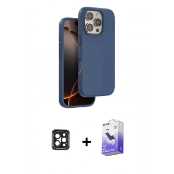 MARSİLYAN™- iPhone 16 Pro Max Kılıf Kıvılcım Çizgi Serisi - Siyah Bilvis 5in1 5D Magic Hayalet Cam Ekran Koruyucu + PVD Metal Kamera Lens - SH
