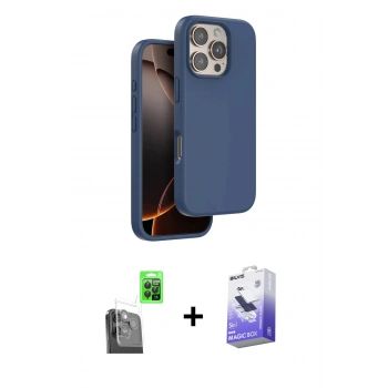 MARSİLYAN™- iPhone 16 Pro Max Kılıf Kıvılcım Çizgi Serisi - Siyah Bilvis 5in1 5D Magic Hayalet Cam Ekran Koruyucu + Raze Metal Kamera Lens - SH