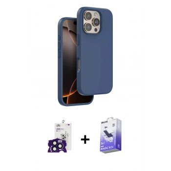 MARSİLYAN™- iPhone 16 Pro Max Kılıf Kıvılcım Çizgi Serisi - Siyah Bilvis 5in1 5D Magic Hayalet Cam Ekran Koruyucu + Bilvis Titan Kamera Lens - SH