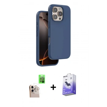 MARSİLYAN™- iPhone 16 Pro Max Kılıf Kıvılcım Çizgi Serisi - Siyah Bilvis 5in1 5D Magic Hayalet Cam Ekran Koruyucu + Raze Metal Kamera Lens - NLGY