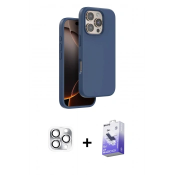 MARSİLYAN™- iPhone 16 Pro Max Kılıf Kıvılcım Çizgi Serisi - Siyah Bilvis 5in1 5D Magic Hayalet Cam Ekran Koruyucu + Pers Alüminyum Kamera Lens - GS