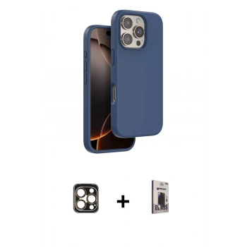 MARSİLYAN™- iPhone 16 Pro Max Kılıf Kıvılcım Çizgi Serisi - Siyah Bilvis Hayalet Cam Ekran Koruyucu + PVD Metal Kamera Lens - GD