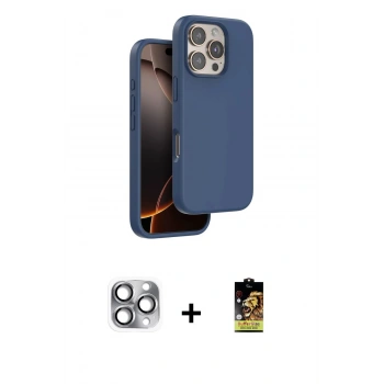 MARSİLYAN™- iPhone 16 Pro Max Kılıf Kıvılcım Çizgi Serisi - Siyah Buffer Cam Ekran Koruyucu + Pers Alüminyum Kamera Lens - GI