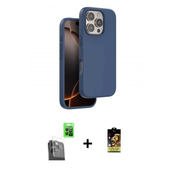 MARSİLYAN™- iPhone 16 Pro Max Kılıf Kıvılcım Çizgi Serisi - Siyah Buffer Cam Ekran Koruyucu + Raze Metal Kamera Lens - SH