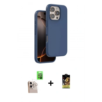 MARSİLYAN™- iPhone 16 Pro Max Kılıf Kıvılcım Çizgi Serisi - Siyah Buffer Cam Ekran Koruyucu + Raze Metal Kamera Lens - NLGY