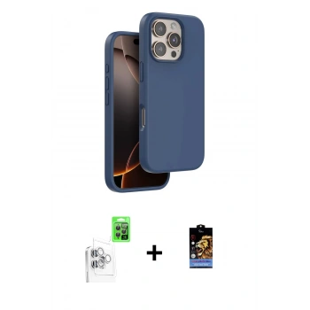 MARSİLYAN™- iPhone 16 Pro Max Kılıf Kıvılcım Çizgi Serisi - Siyah Buffer Hayalet Cam Ekran Koruyucu + Raze Metal Kamera Lens - BZ