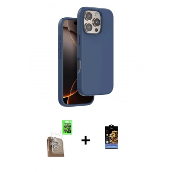 MARSİLYAN™- iPhone 16 Pro Max Kılıf Kıvılcım Çizgi Serisi - Siyah Buffer Hayalet Cam Ekran Koruyucu + Raze Metal Kamera Lens - CLTM