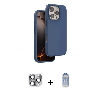 MARSİLYAN™- iPhone 16 Pro Max Kılıf Kıvılcım Çizgi Serisi - Siyah Joko Magic 5D Cam + Pers Alüminyum Kamera Lens - GI