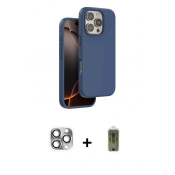 MARSİLYAN™- iPhone 16 Pro Max Kılıf Kıvılcım Çizgi Serisi - Siyah Joko Magic 5D Hayalet Cam + Pers Alüminyum Kamera Lens - GI