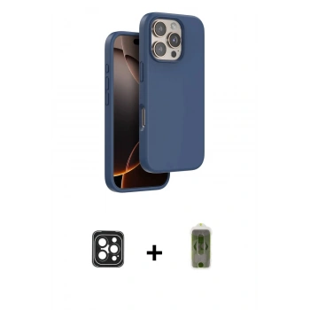 MARSİLYAN™- iPhone 16 Pro Max Kılıf Kıvılcım Çizgi Serisi - Siyah Joko Magic 5D Hayalet Cam + PVD Metal Kamera Lens - SH