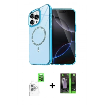 MARSİLYAN™- iPhone 16 Pro Max Kılıf Kıvılcım Form Prime - Şeffaf 360 Full Body Arka Koruyucu + Raze Metal Kamera Lens - BZ