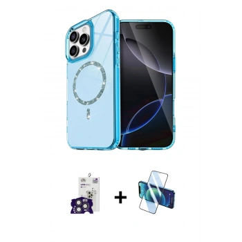 MARSİLYAN™- iPhone 16 Pro Max Kılıf Kıvılcım Form Prime - Siyah 3D Antistatik Cam Ekran Koruyucu + Bilvis Titan Kamera Lens - TMGI
