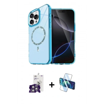 MARSİLYAN™- iPhone 16 Pro Max Kılıf Kıvılcım Form Prime - Siyah 3D Antistatik Cam Ekran Koruyucu + Bilvis Titan Kamera Lens - GS