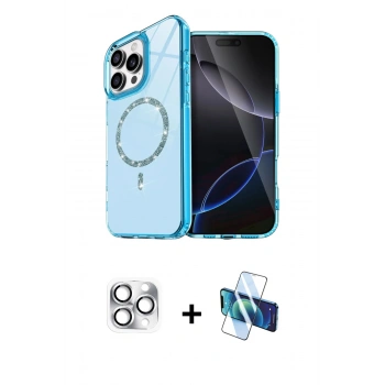 MARSİLYAN™- iPhone 16 Pro Max Kılıf Kıvılcım Form Prime - Siyah 3D Antistatik Cam Ekran Koruyucu + Pers Alüminyum Kamera Lens - GS