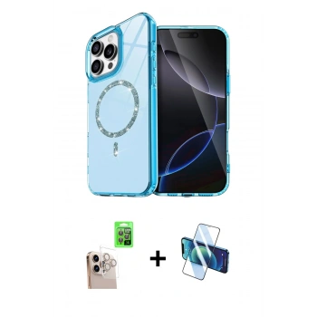 MARSİLYAN™- iPhone 16 Pro Max Kılıf Kıvılcım Form Prime - Siyah 3D Antistatik Cam Ekran Koruyucu + Raze Metal Kamera Lens - NLGY