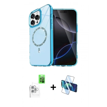 MARSİLYAN™- iPhone 16 Pro Max Kılıf Kıvılcım Form Prime - Siyah 3D Antistatik Cam Ekran Koruyucu + Raze Metal Kamera Lens - BZ