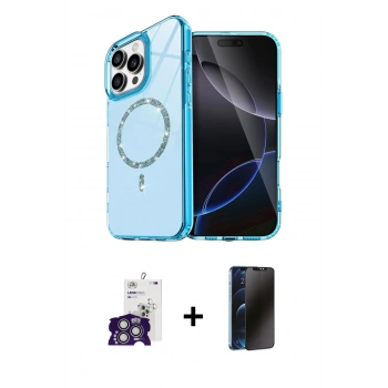 MARSİLYAN™- iPhone 16 Pro Max Kılıf Kıvılcım Form Prime - Siyah 3D Antistatik Hayalet Cam Ekran Koruyucu + Bilvis Titan Kamera Lens - GS