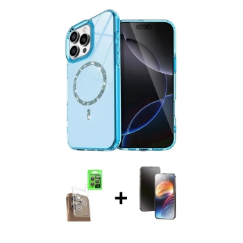 MARSİLYAN™- iPhone 16 Pro Max Kılıf Kıvılcım Form Prime - Siyah 3D Antistatik Mat Seramik Nano Ekran Koruyucu + Raze Metal Kamera Lens - CLTM