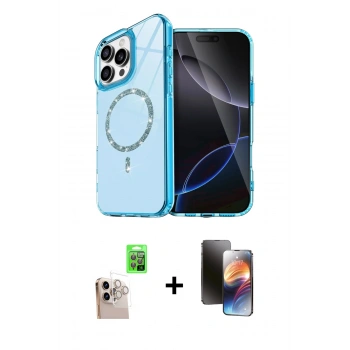 MARSİLYAN™- iPhone 16 Pro Max Kılıf Kıvılcım Form Prime - Siyah 3D Antistatik Mat Seramik Nano Ekran Koruyucu + Raze Metal Kamera Lens - NLGY