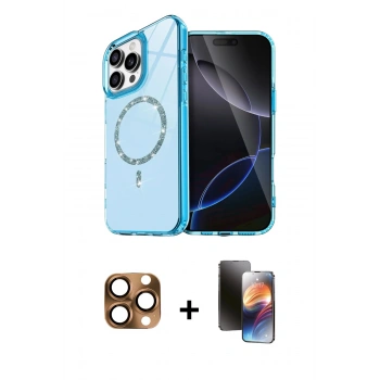 MARSİLYAN™- iPhone 16 Pro Max Kılıf Kıvılcım Form Prime - Siyah 3D Antistatik Mat Seramik Nano Ekran Koruyucu + Pers Alüminyum Kamera Lens - CLTM