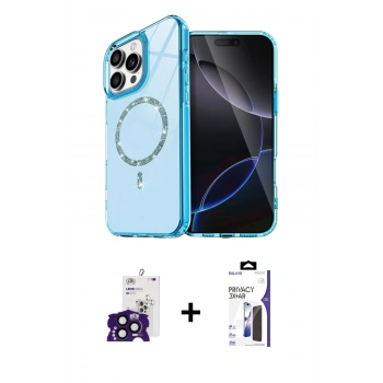 MARSİLYAN™- iPhone 16 Pro Max Kılıf Kıvılcım Form Prime - Siyah Bilvis 3X AR Hayalet Cam Ekran Koruyucu + Bilvis Titan Kamera Lens - SH