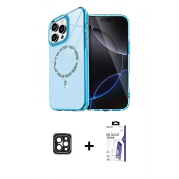 MARSİLYAN™- iPhone 16 Pro Max Kılıf Kıvılcım Form Prime - Siyah Bilvis 3X AR HD Cam Ekran Koruyucu + PVD Metal Kamera Lens - SH