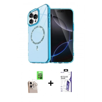 MARSİLYAN™- iPhone 16 Pro Max Kılıf Kıvılcım Form Prime - Siyah Bilvis 3X AR HD Cam Ekran Koruyucu + Raze Metal Kamera Lens - NLGY