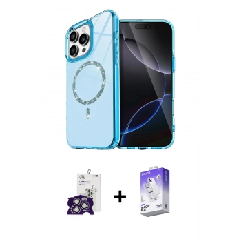 MARSİLYAN™- iPhone 16 Pro Max Kılıf Kıvılcım Form Prime - Siyah Bilvis 5in1 3D Magic Cam Ekran Koruyucu + Bilvis Titan Kamera Lens - GS