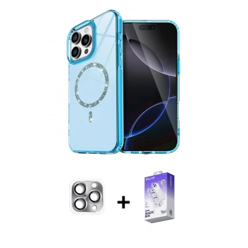 MARSİLYAN™- iPhone 16 Pro Max Kılıf Kıvılcım Form Prime - Siyah Bilvis 5in1 3D Magic Cam Ekran Koruyucu + Pers Alüminyum Kamera Lens - GI