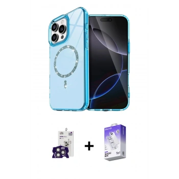 MARSİLYAN™- iPhone 16 Pro Max Kılıf Kıvılcım Form Prime - Siyah Bilvis 5in1 3D Magic Cam Ekran Koruyucu + Bilvis Titan Kamera Lens - TMGI