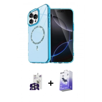 MARSİLYAN™- iPhone 16 Pro Max Kılıf Kıvılcım Form Prime - Siyah Bilvis 5in1 5D Magic Hayalet Cam Ekran Koruyucu + Bilvis Titan Kamera Lens - TMGI