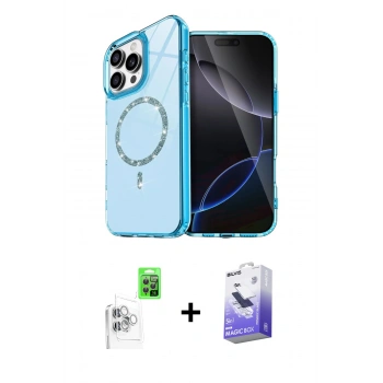 MARSİLYAN™- iPhone 16 Pro Max Kılıf Kıvılcım Form Prime - Siyah Bilvis 5in1 5D Magic Hayalet Cam Ekran Koruyucu + Raze Metal Kamera Lens - BZ