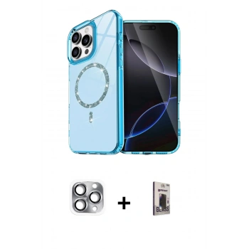 MARSİLYAN™- iPhone 16 Pro Max Kılıf Kıvılcım Form Prime - Siyah Bilvis Hayalet Cam Ekran Koruyucu + Pers Alüminyum Kamera Lens - GI
